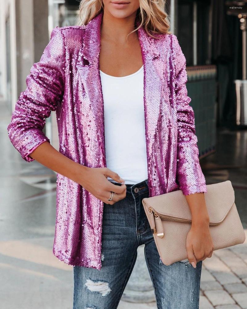 Women' Suits Casual Sequin Lapel Women Blazer Coat 2022 Autumn Fashion Long Sleeve Jacket Elegant Turn-down Collar Office Lady, Purple
Women' Suits Casual Sequin Lapel Women Blazer Coat 2022 Autumn Fashion Long Sleeve Jacket Elegant Turn-down Collar Office Lady, Purple