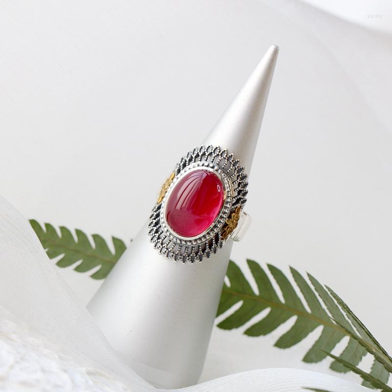 Cluster Rings Authentic 925 Sterling Silver Inlaid Artificial Ruby Retro Creative Adjustable Ring Lady National Style Jewelry Gift
Cluster Rings Authentic 925 Sterling Silver Inlaid Artificial Ruby Retro Creative Adjustable Ring Lady National Style Jewelry Gift