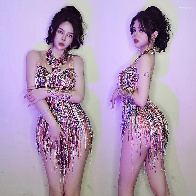 Stage Wear Colorful Sequin Tassel Bodysuit Pole Dance Costume Nightclub Gogo Dancing Clothes Stretch Jumpsuit Rave Festival Outfit VDB5716
Stage Wear Colorful Sequin Tassel Bodysuit Pole Dance Costume Nightclub Gogo Dancing Clothes Stretch Jumpsuit Rave Festival Outfit VDB5716
