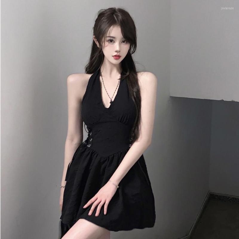 Casual Dresses Summer Fashion French Style Women' Halterneck Dress V-neck Sleeveless High Waist A-line Sexy Skinny Pullover Above Knee, Black
Casual Dresses Summer Fashion French Style Women' Halterneck Dress V-neck Sleeveless High Waist A-line Sexy Skinny Pullover Above Knee, Black