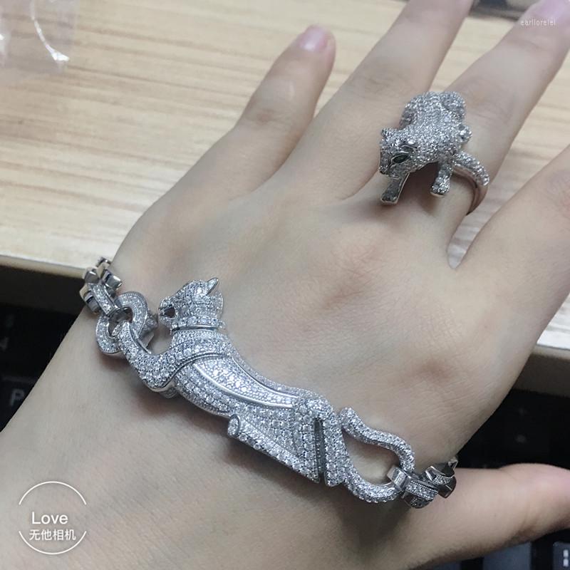 Necklace Earrings Set 925 Sterling Silver Jewelry For Oouple Panther Bracelet Full Stone Leopard Ring Wedding Big Chain, Picture shown
Necklace Earrings Set 925 Sterling Silver Jewelry For Oouple Panther Bracelet Full Stone Leopard Ring Wedding Big Chain, Picture shown