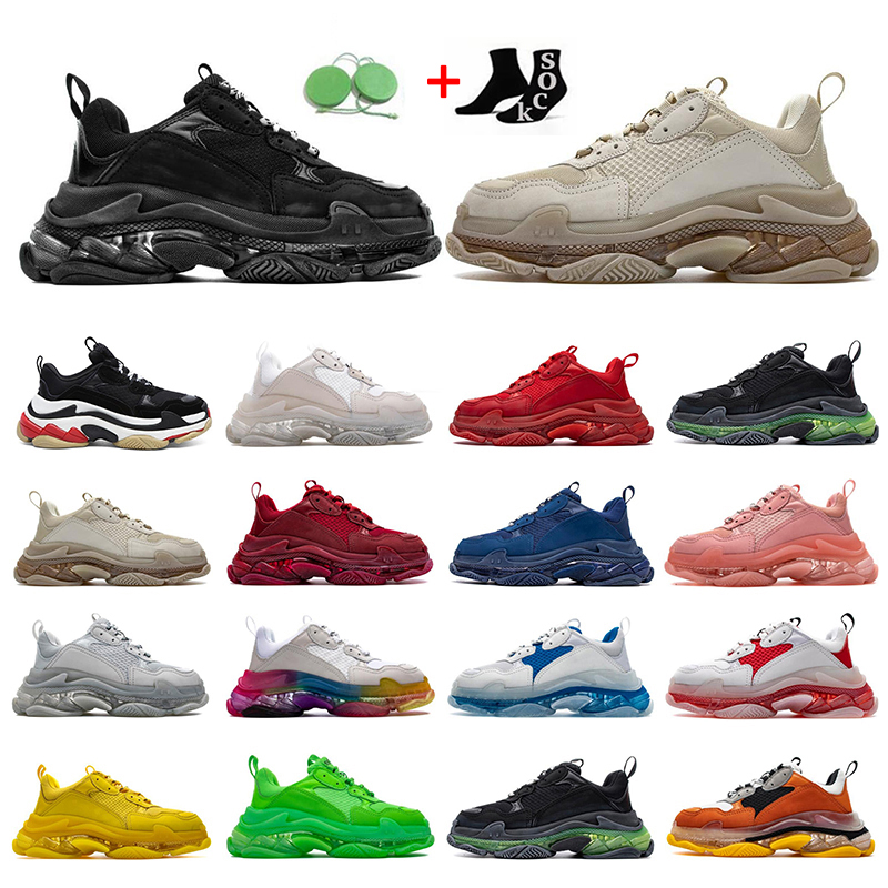 

Classic Designer Triple S Men Women Casual Shoes Sneakers Platform Luxury Black White Grey Red Pink Blue Green Light Tan Oreo Mens Trainers Sports Fashion Tennis, #box