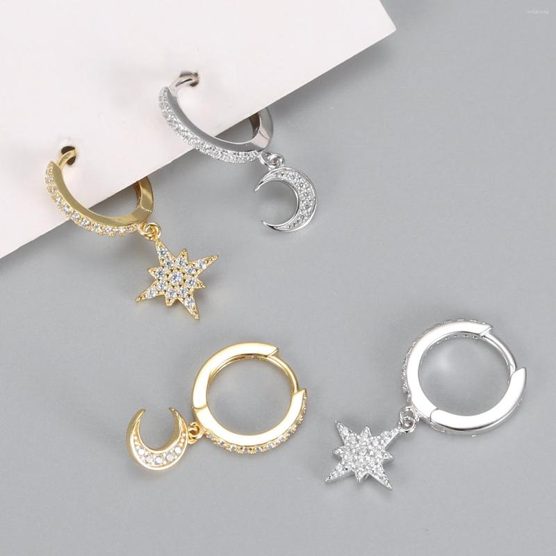 Hoop Earrings LUTAKU Fashion Shiny Cubic Zircon Star Moon Asymmetric Good Quality For Women Girls Korean Jewelry
Hoop Earrings LUTAKU Fashion Shiny Cubic Zircon Star Moon Asymmetric Good Quality For Women Girls Korean Jewelry