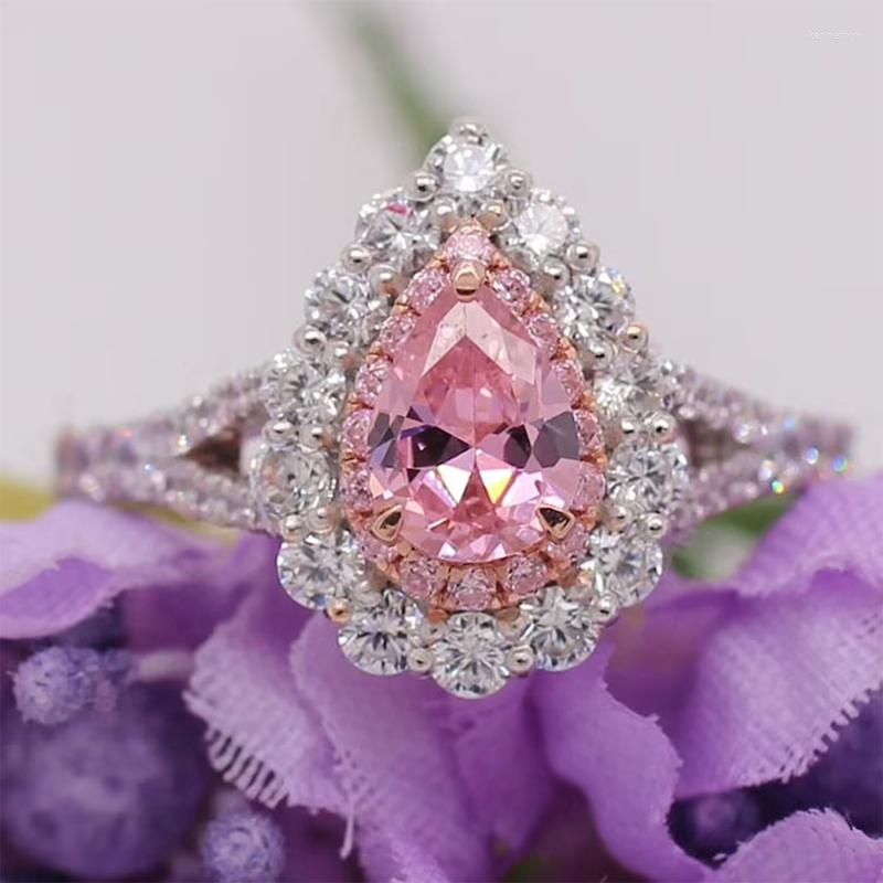 Wedding Rings Cute Silver Plated Water Drop Zircon Princess For Women Shine Pink CZ Stone Inlay Fashion Jewelry Party Gift
Wedding Rings Cute Silver Plated Water Drop Zircon Princess For Women Shine Pink CZ Stone Inlay Fashion Jewelry Party Gift