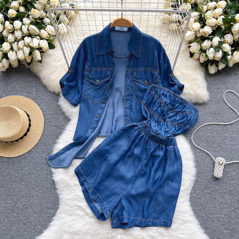 Women's Tracksuits Women Summer Denim Two 2 Pieces Sets Short Sleeve Bow Tie Blouse Shirt Tops And Loose Jeans Playsuit Streetwear Piece, Blue set
Women's Tracksuits Women Summer Denim Two 2 Pieces Sets Short Sleeve Bow Tie Blouse Shirt Tops And Loose Jeans Playsuit Streetwear Piece, Blue set