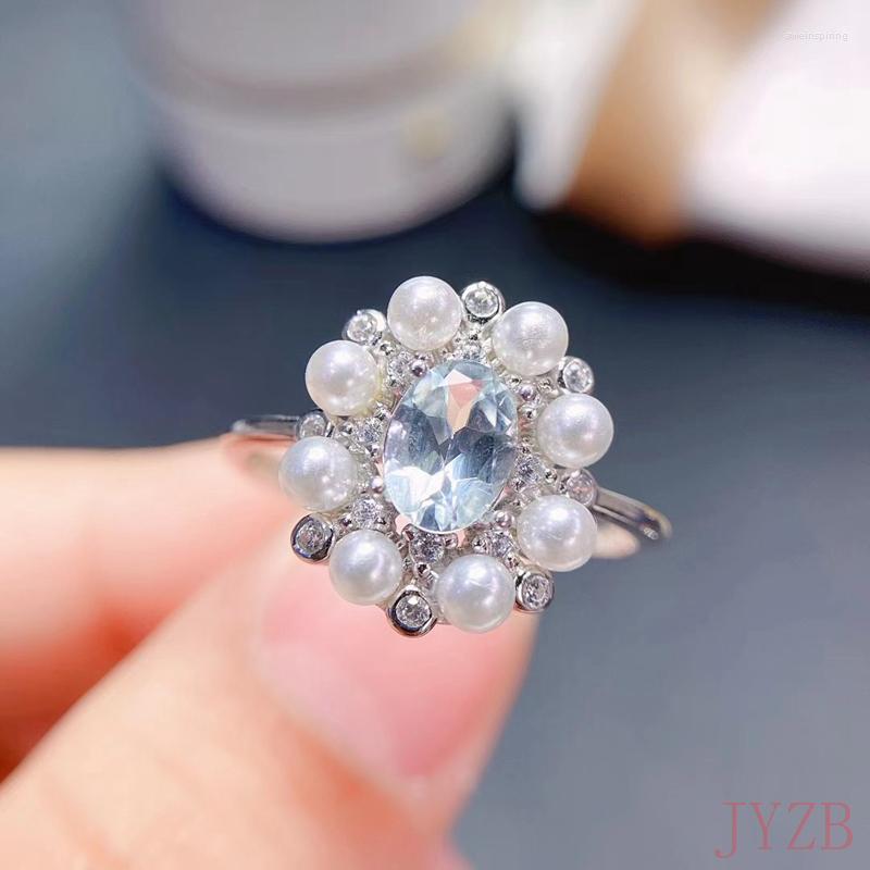 Cluster Rings 925 Silver Inlaid Natural Aquamarine Ring Women's Wedding Engagement Day Gift Jewelry 5 7mm
Cluster Rings 925 Silver Inlaid Natural Aquamarine Ring Women's Wedding Engagement Day Gift Jewelry 5 7mm