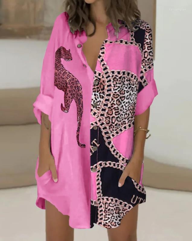 Casual Dresses Ladies Leopard Print Chain Button Pocket Design Shirt Dress Women Short Sleeve Clearance
Casual Dresses Ladies Leopard Print Chain Button Pocket Design Shirt Dress Women Short Sleeve Clearance