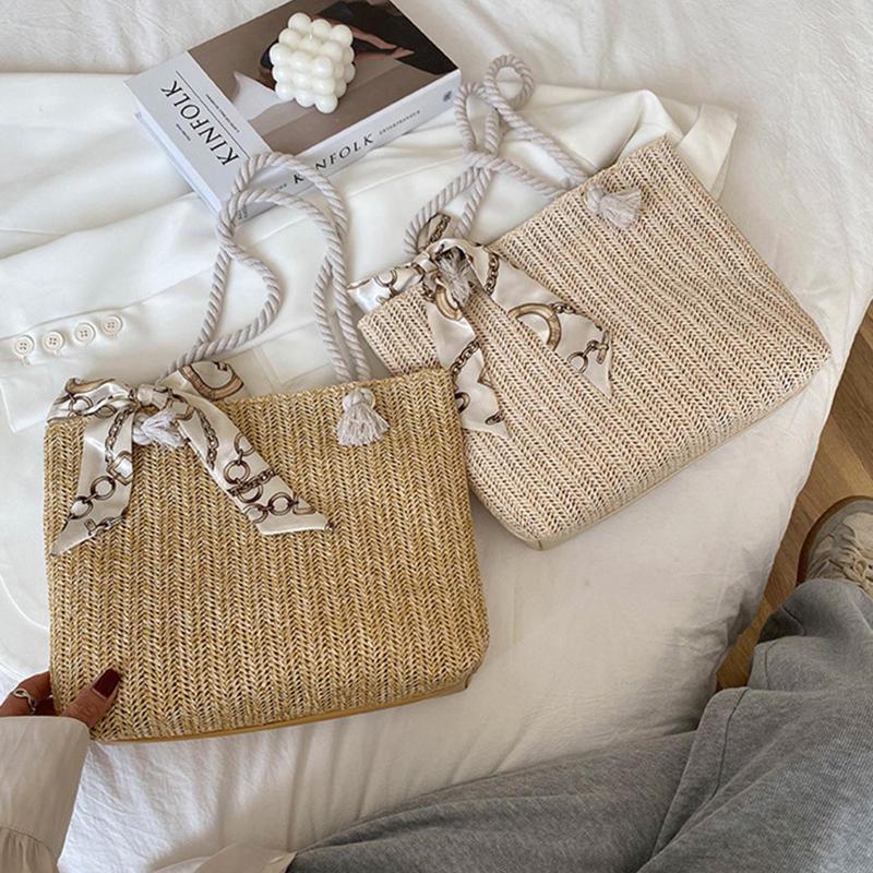 Evening Bags Summer Straw Shoulder Bag Women Handmade Lightweight Tote Purse With Silk Scarf Handbag Woven Ladies Hand
Evening Bags Summer Straw Shoulder Bag Women Handmade Lightweight Tote Purse With Silk Scarf Handbag Woven Ladies Hand