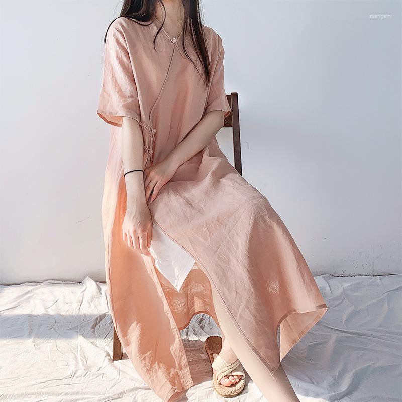Party Dresses Women Chinese Style Retro Ramie Dress Ladies Vintage Short Sleeve Summer Female 2022, Pink
Party Dresses Women Chinese Style Retro Ramie Dress Ladies Vintage Short Sleeve Summer Female 2022, Pink