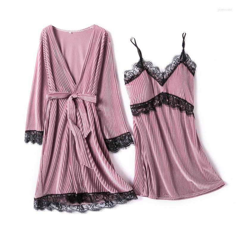 Women's Sleepwear Women Strap Top Nightgown Kimono Robe Sets 2PCS Velour Bride Dressing Gown Sexy Lace Floral Nightdress Autumn Stripe, Light pink
Women's Sleepwear Women Strap Top Nightgown Kimono Robe Sets 2PCS Velour Bride Dressing Gown Sexy Lace Floral Nightdress Autumn Stripe, Light pink