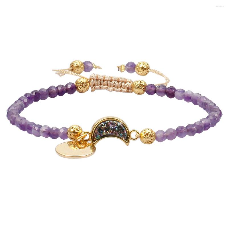 Strand Crescent Moon Shape Charms Bracelet 4mm Faceted Stone Beads Healing Crystal Druzy Adjustable Handmade Jewelry For Women
Strand Crescent Moon Shape Charms Bracelet 4mm Faceted Stone Beads Healing Crystal Druzy Adjustable Handmade Jewelry For Women