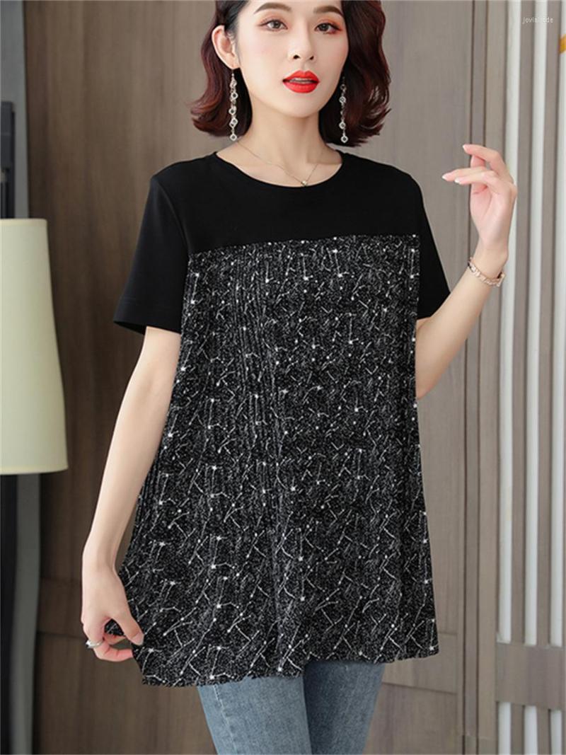 Women's Blouses 5XL Loose Women Spring Summer Shirts Lady Fashion Casual Short Sleeve O-Neck Collar Printing Pleated Blusas Tops CT0664, Black
Women's Blouses 5XL Loose Women Spring Summer Shirts Lady Fashion Casual Short Sleeve O-Neck Collar Printing Pleated Blusas Tops CT0664, Black