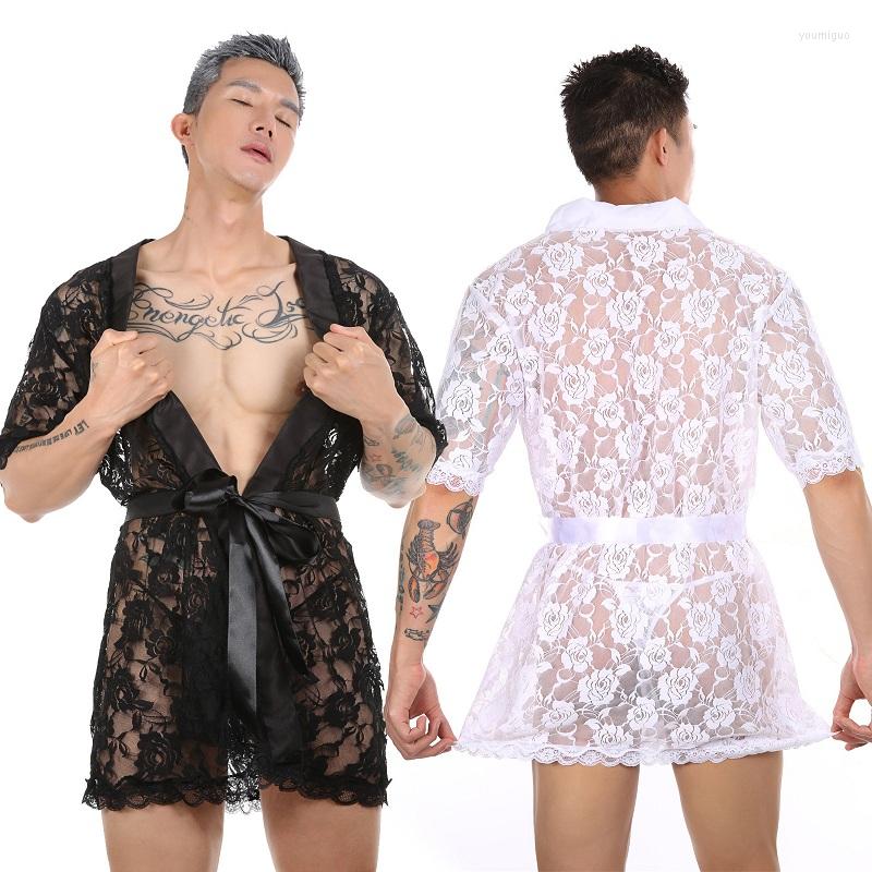Men' Sleepwear Men See-through Lace Sexy Lingerie Sleep Robe Loose Cardigan Bathrobe Sissy Gay Transparent Nightwear With Thong, Black
Men' Sleepwear Men See-through Lace Sexy Lingerie Sleep Robe Loose Cardigan Bathrobe Sissy Gay Transparent Nightwear With Thong, Black