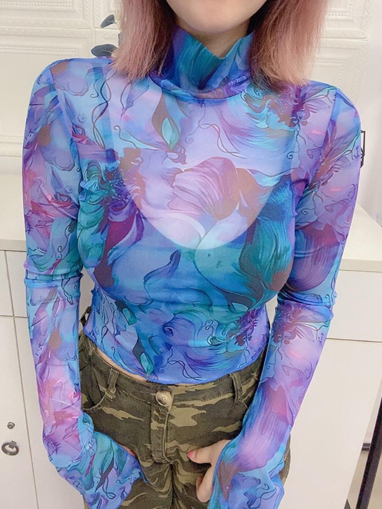 Women' T Shirts Y2k Tie Dye Long Sleeve Crop Top Women Sexy See Through Turtleneck Slim Fit T-shirt Female Casul Streetwear Korean Style, Purple
Women' T Shirts Y2k Tie Dye Long Sleeve Crop Top Women Sexy See Through Turtleneck Slim Fit T-shirt Female Casul Streetwear Korean Style, Purple