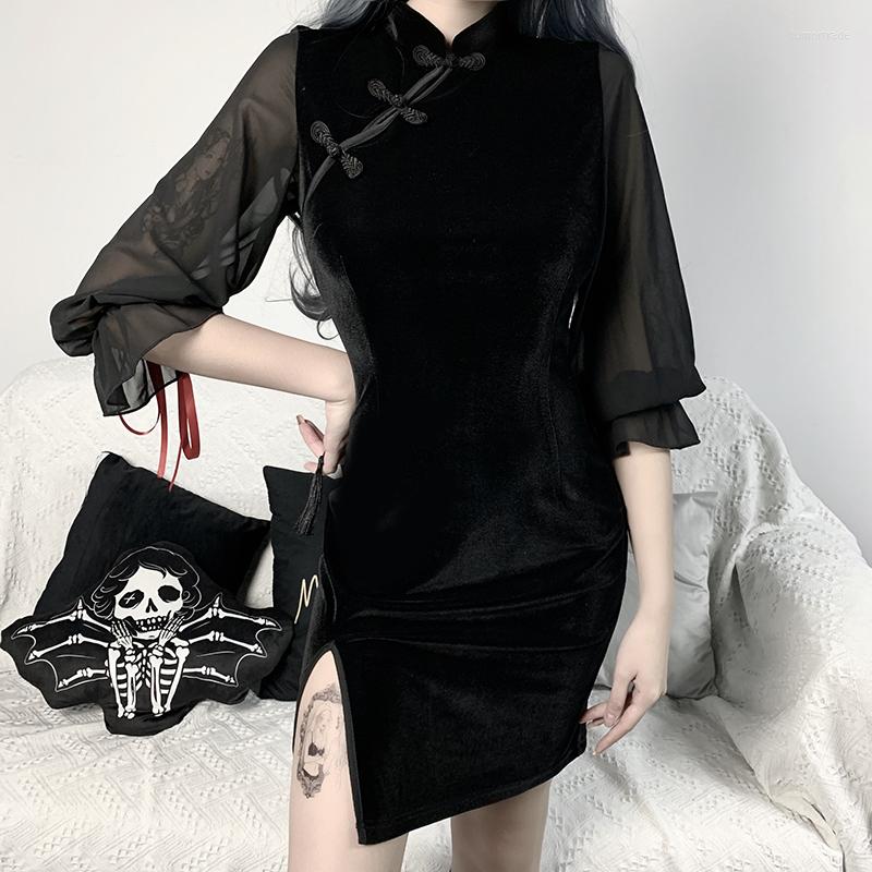 Casual Dresses Autumn 2022 Velvet Black Improved Cheongsam Aesthetic Elegant High Waist Club Party Dress Slim Thin Mini Sexy Long Sleeve
Casual Dresses Autumn 2022 Velvet Black Improved Cheongsam Aesthetic Elegant High Waist Club Party Dress Slim Thin Mini Sexy Long Sleeve