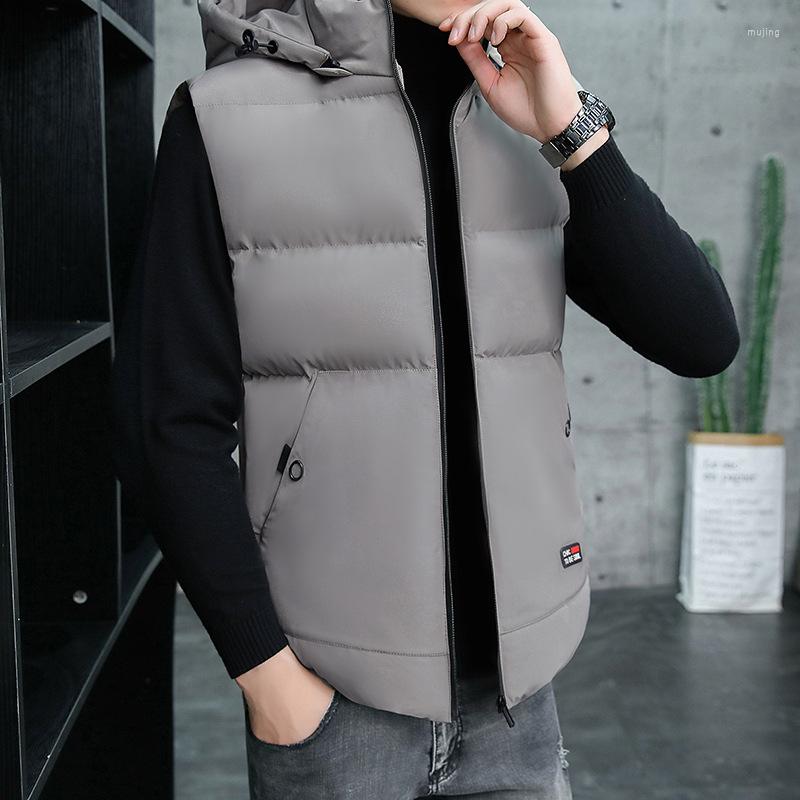 Men's Down Leisure Trend Cotton Vest Winter Washable Thickened Warm Solid Color Hooded Top, Black
Men's Down Leisure Trend Cotton Vest Winter Washable Thickened Warm Solid Color Hooded Top, Black