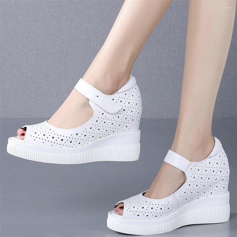 

Sandals 2022 Pumps Women Loop Genuine Leather Wedges High Heel Gladiator Female Summer Open Toe Platform Mary Janes Casual Shoes, Beige