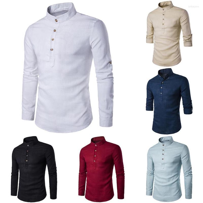 Men' Casual Shirts Spring Men Solid Color Linen Stand Collar Long Sleeve Shirt Top Four-button Placket, Black
Men' Casual Shirts Spring Men Solid Color Linen Stand Collar Long Sleeve Shirt Top Four-button Placket, Black