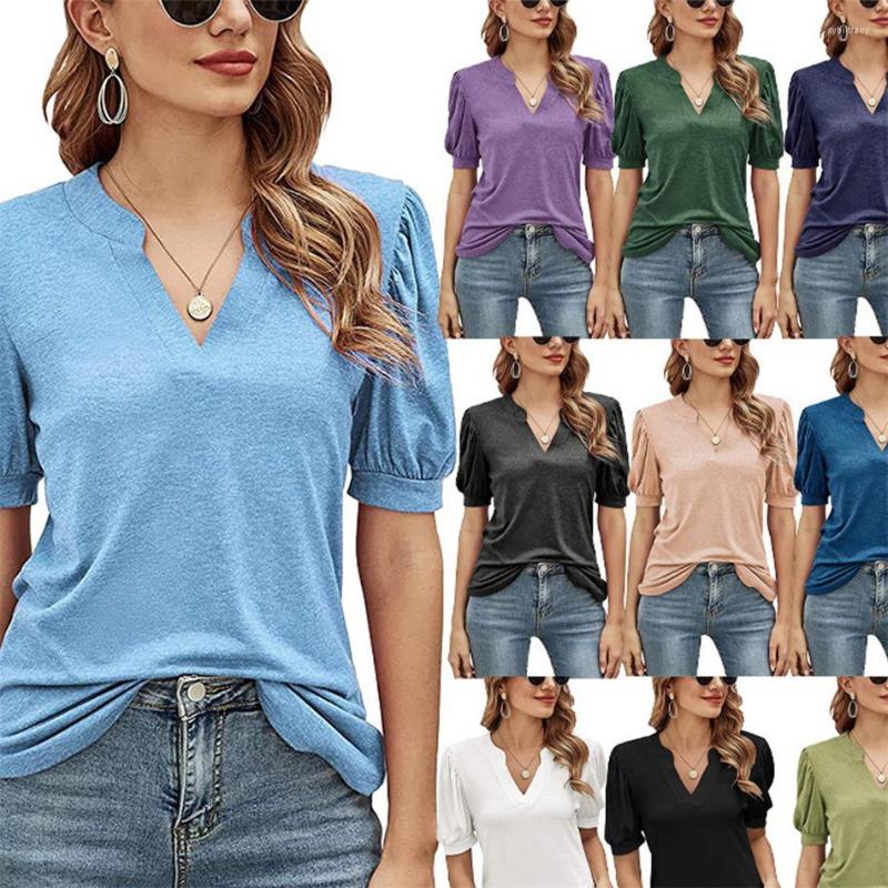 Women' Blouses Summer Women Shirt Solid Tops Fashion V-Neck Puff Sleeves Lady Loose Top Casual Blouse T-shirts, White
Women' Blouses Summer Women Shirt Solid Tops Fashion V-Neck Puff Sleeves Lady Loose Top Casual Blouse T-shirts, White