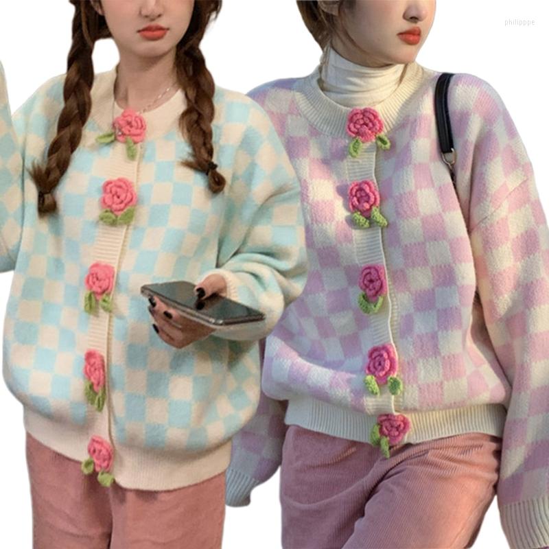 Women's Knits Women's Checkered Cardigans Fashion 3D Flower Knitted Sweater Stylish Plaid Thicken Knitwear For Fall Winter, Pink
Women's Knits Women's Checkered Cardigans Fashion 3D Flower Knitted Sweater Stylish Plaid Thicken Knitwear For Fall Winter, Pink