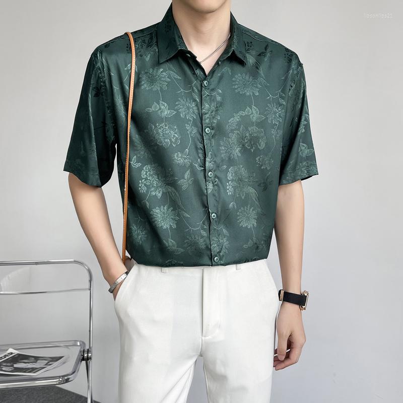 Men's Casual Shirts Luxury Flowers Retro Elegant Satin For Mens Blackish Green Smooth Silk Gentleman Party Wear Social Club Clothing, Black
Men's Casual Shirts Luxury Flowers Retro Elegant Satin For Mens Blackish Green Smooth Silk Gentleman Party Wear Social Club Clothing, Black