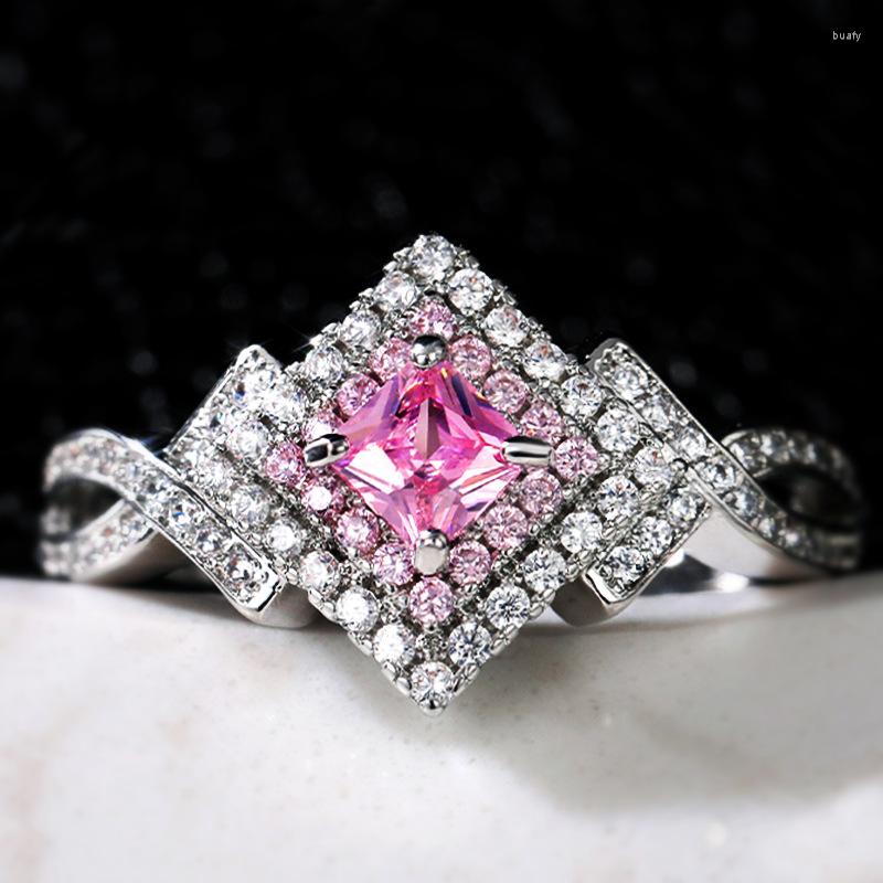 Wedding Rings Cute Delicate Silver Plated Pink Crystal Princess For Women Shine CZ Stone Inlay Fashion Jewelry Party Gift
Wedding Rings Cute Delicate Silver Plated Pink Crystal Princess For Women Shine CZ Stone Inlay Fashion Jewelry Party Gift