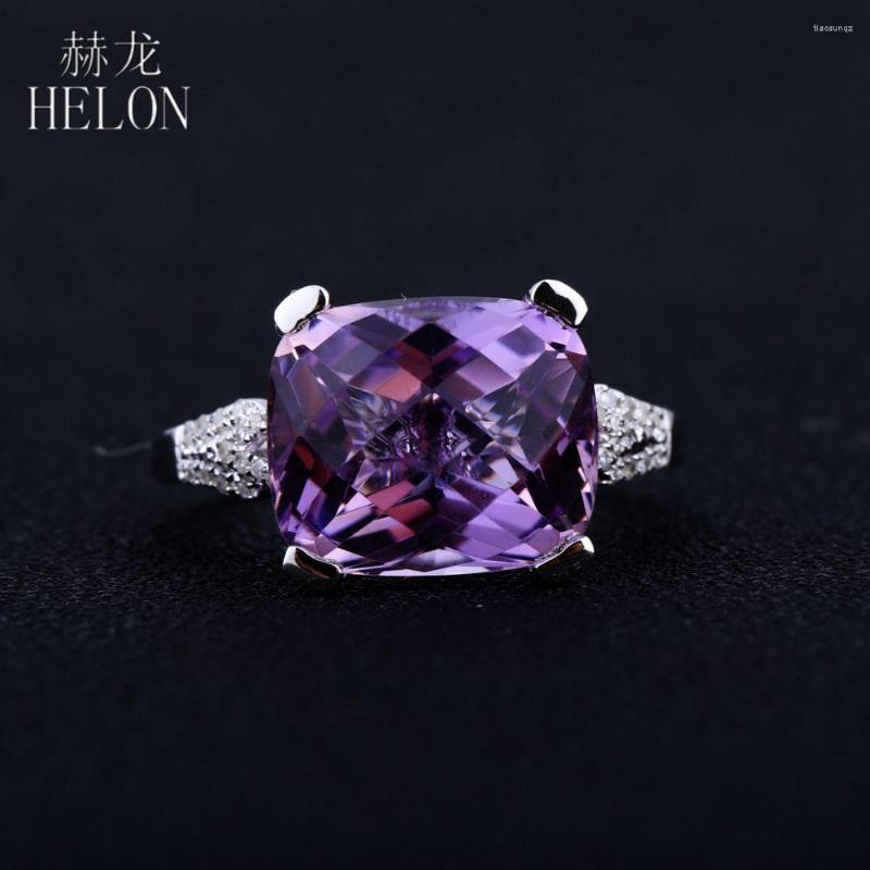 Cluster Rings HELON 925 Sterling Silver 10x12mm Cushion Natural Amethyst Engagement Ring Graded Cubic Zirconia Women Fine Jewelry Gift
Cluster Rings HELON 925 Sterling Silver 10x12mm Cushion Natural Amethyst Engagement Ring Graded Cubic Zirconia Women Fine Jewelry Gift