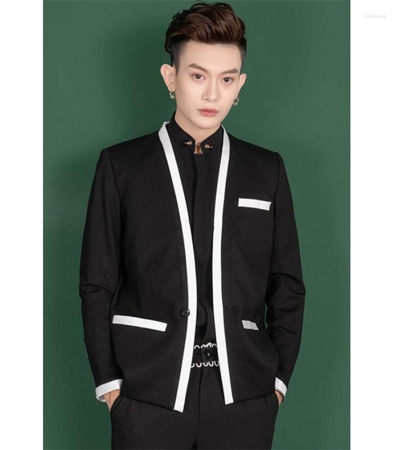 Men's Suits S-6XL 2022 Men's Clothing Hair Stylist Fashion Model Colour-matched Collarless Small Suit Jacket Plus Size Singer Costumes
Men's Suits S-6XL 2022 Men's Clothing Hair Stylist Fashion Model Colour-matched Collarless Small Suit Jacket Plus Size Singer Costumes