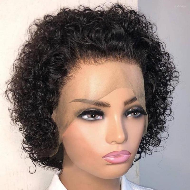 Jerry Curly Human Hair Wigs Short Wig Pixie Cut 13x1 T Part 180% Density Preplucked For Black Women, Picture shown
Jerry Curly Human Hair Wigs Short Wig Pixie Cut 13x1 T Part 180% Density Preplucked For Black Women, Picture shown