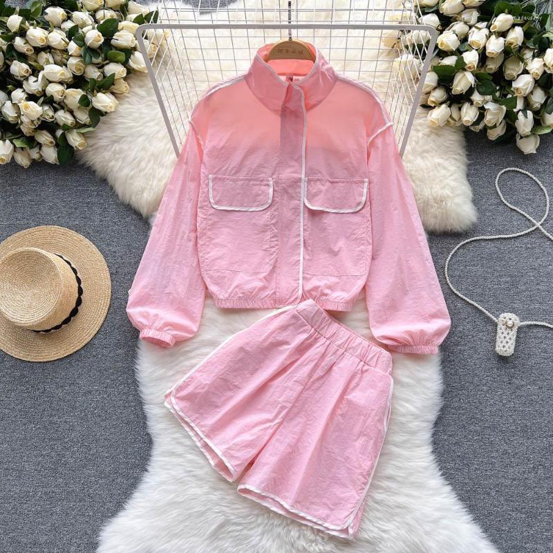 Women's Tracksuits Korean Casual Sports Suit Women's Stand Collar Long Sleeve Sunscreen Shirt High Waist Wide Leg Shorts Two-piece Sets, White
Women's Tracksuits Korean Casual Sports Suit Women's Stand Collar Long Sleeve Sunscreen Shirt High Waist Wide Leg Shorts Two-piece Sets, White