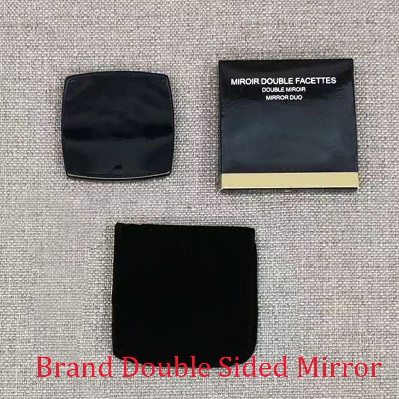 Mini Portable Black Makeup Compact Mirror Folding Travel Mirrors with Velvet Dust Bag Luxurious Make Up Tool Double Sided Magnification Mirror fo