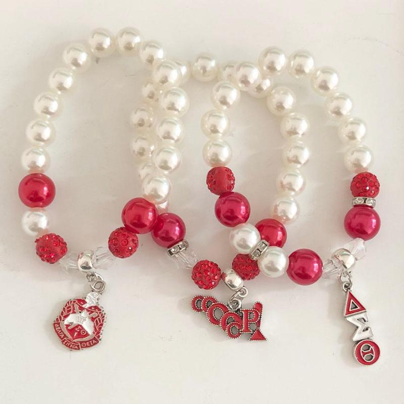 Strand Handmade Greek Sorority Elastic Red White Pearl Oooop Shield AEO Charm Lady Bracelet Jewelry
Strand Handmade Greek Sorority Elastic Red White Pearl Oooop Shield AEO Charm Lady Bracelet Jewelry