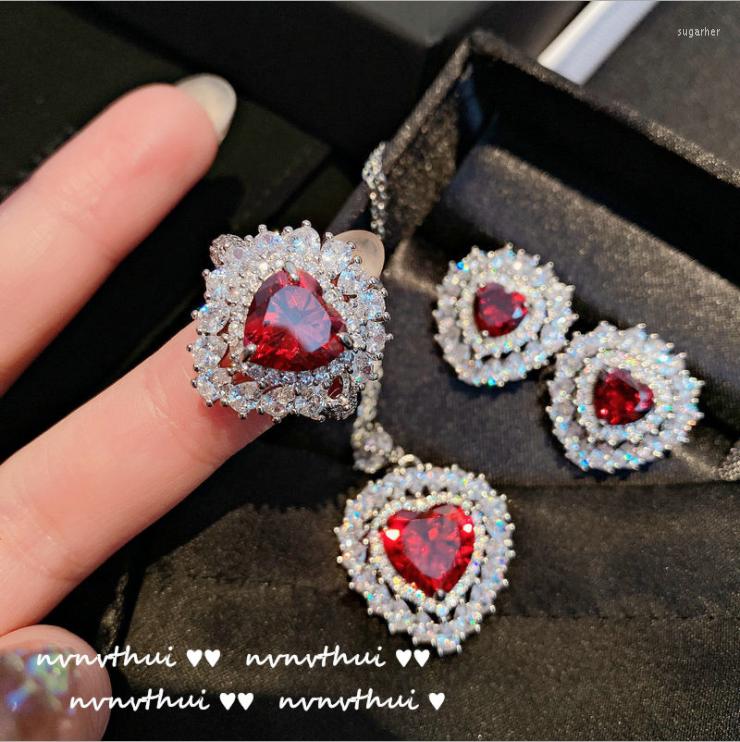 Necklace Earrings Set Bright Pigeon Blood Ruby Love Drop Peach Heart Zircon Full, Picture shown
Necklace Earrings Set Bright Pigeon Blood Ruby Love Drop Peach Heart Zircon Full, Picture shown
