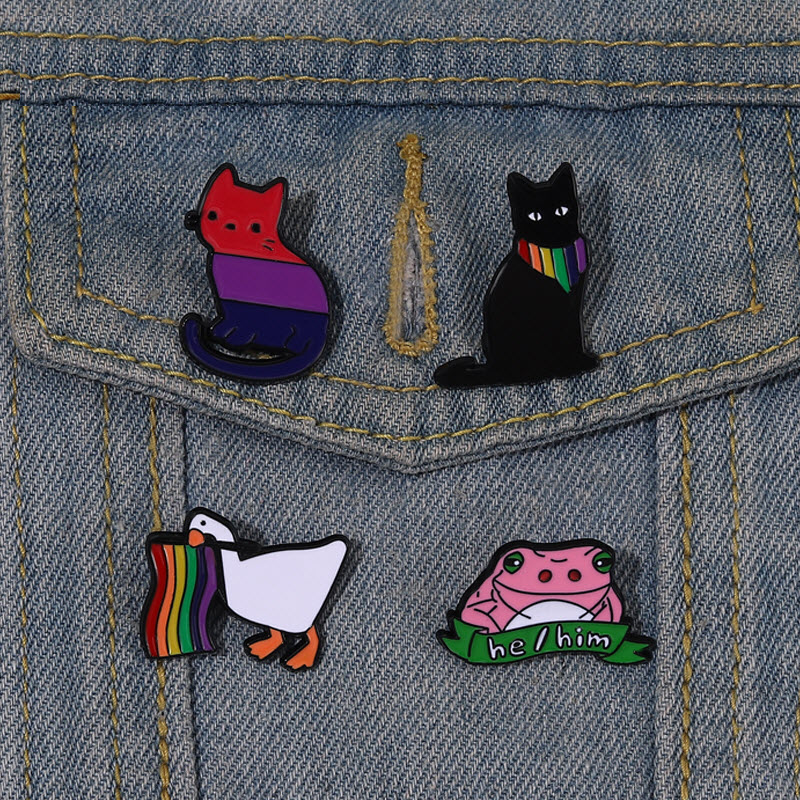 Pride Flag Enamel Pins Custom Love is Love He Him Brooches LGBT Lapel Badges Cats Frog Goose Jewelry Gift for Kids Friends, Color #1
Pride Flag Enamel Pins Custom Love is Love He Him Brooches LGBT Lapel Badges Cats Frog Goose Jewelry Gift for Kids Friends, Color #1