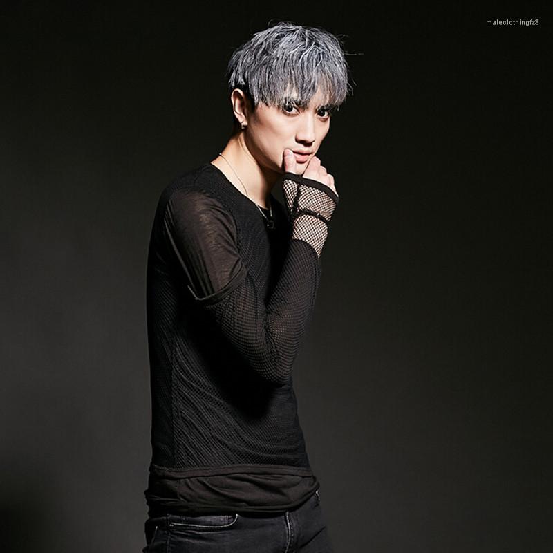 Men's T Shirts Men Fashion Sexy Mesh Slim Shirt Nightclub Singer Punk Hiphop Tee Patchwork Long Sleeve Tops Hip Hop Stage Costume, Black
Men's T Shirts Men Fashion Sexy Mesh Slim Shirt Nightclub Singer Punk Hiphop Tee Patchwork Long Sleeve Tops Hip Hop Stage Costume, Black