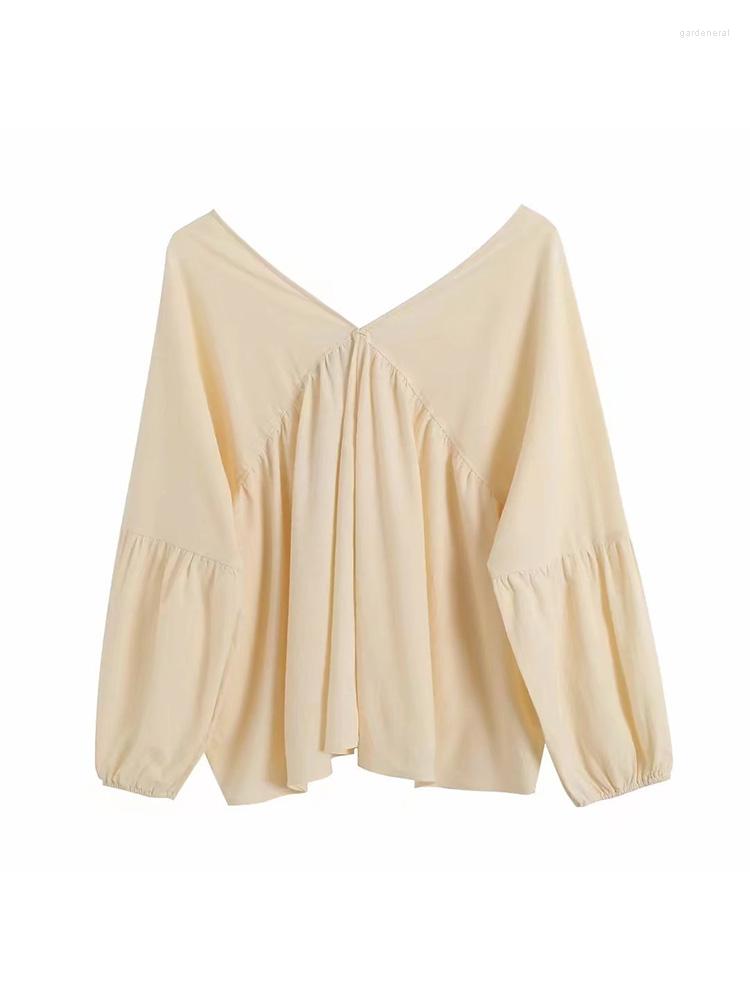 Women' Blouses ZAA Summer 2022 Women' Chic And Elegant V-neck Spliced Flounces High-quality Retro Casual Sweet Loose Long Sleeve Shirt, As shown
Women' Blouses ZAA Summer 2022 Women' Chic And Elegant V-neck Spliced Flounces High-quality Retro Casual Sweet Loose Long Sleeve Shirt, As shown