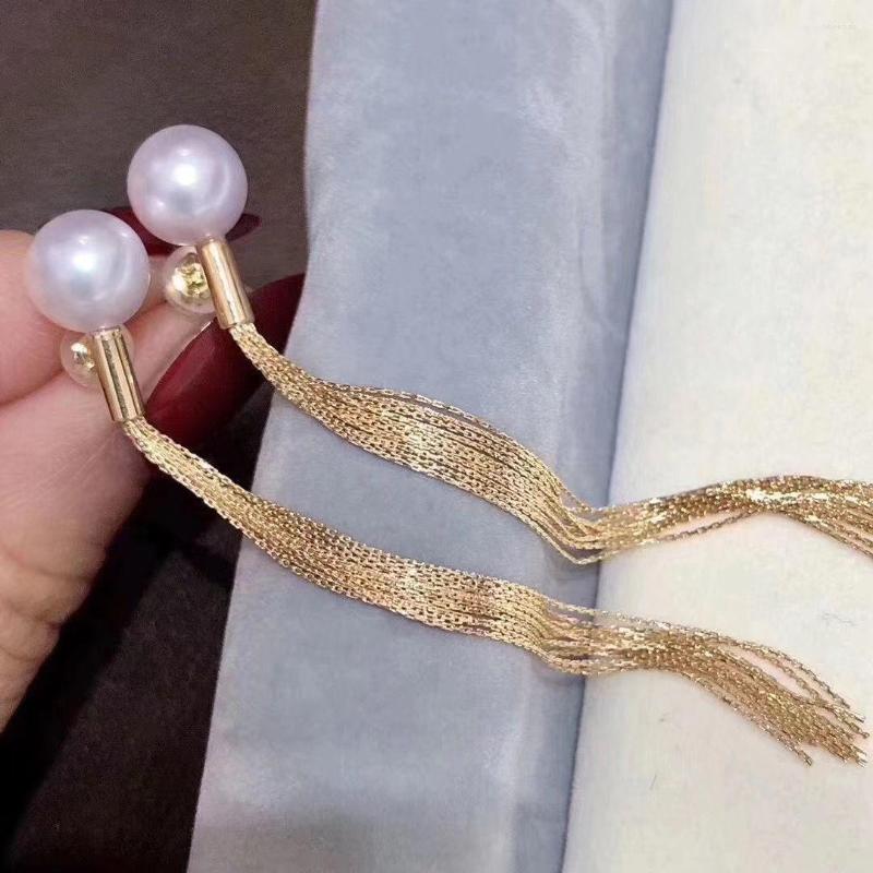 Dangle Earrings Classic Pair Of 8-9mm South Sea Round White Pearl Earring 925s