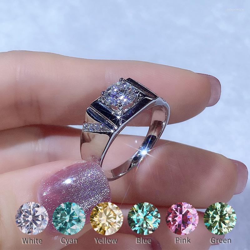Cluster Rings Real 1CT Moissanite Ring For Men Classic Blue Cyan Pink Yellow Green 14K White Gold Plated Diamond S925 Silver
Cluster Rings Real 1CT Moissanite Ring For Men Classic Blue Cyan Pink Yellow Green 14K White Gold Plated Diamond S925 Silver