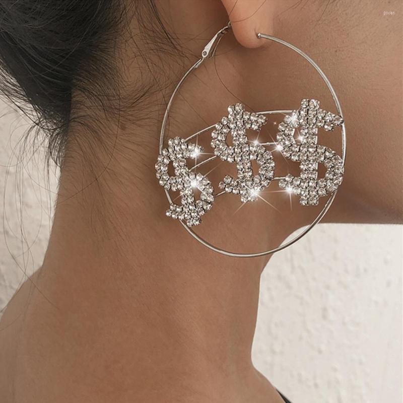 Hoop Earrings Exaggerated Metal Rhinestone Dollar Sign Large Round For Women Luxury Crystal Oversize Geometric Circle
Hoop Earrings Exaggerated Metal Rhinestone Dollar Sign Large Round For Women Luxury Crystal Oversize Geometric Circle