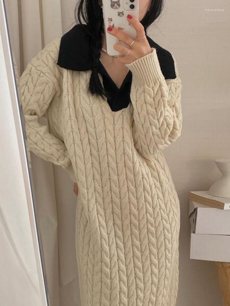Casual Dresses Korobov French Vintage Robes Lazy Style Lapel Twist Stripe Knitting For Women 2022 Korean Fashion Vestidos De Mujer, Photo color
Casual Dresses Korobov French Vintage Robes Lazy Style Lapel Twist Stripe Knitting For Women 2022 Korean Fashion Vestidos De Mujer, Photo color
