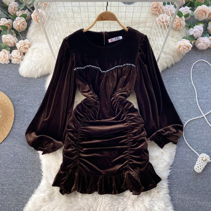 Casual Dresses HIGH QUALITY Est Autumn Fashion 2022 Designer Women' Lantern Sleeve Velvet Slim Dress, Black
Casual Dresses HIGH QUALITY Est Autumn Fashion 2022 Designer Women' Lantern Sleeve Velvet Slim Dress, Black