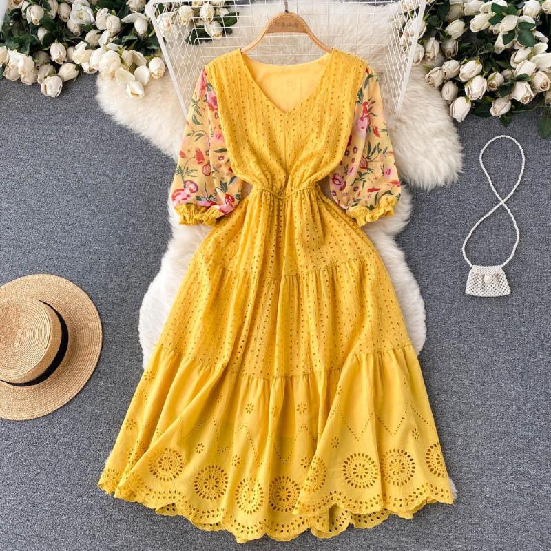 Party Dresses Printed Stitching Hollow V-neck Dress Autumn Women' Seaside Vacation Waist, Black
Party Dresses Printed Stitching Hollow V-neck Dress Autumn Women' Seaside Vacation Waist, Black