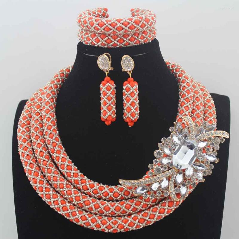 Necklace Earrings Set Luxury Orange Nigerian Wedding African Beads Jewelry Full Big Statement HD8442, Picture shown
Necklace Earrings Set Luxury Orange Nigerian Wedding African Beads Jewelry Full Big Statement HD8442, Picture shown