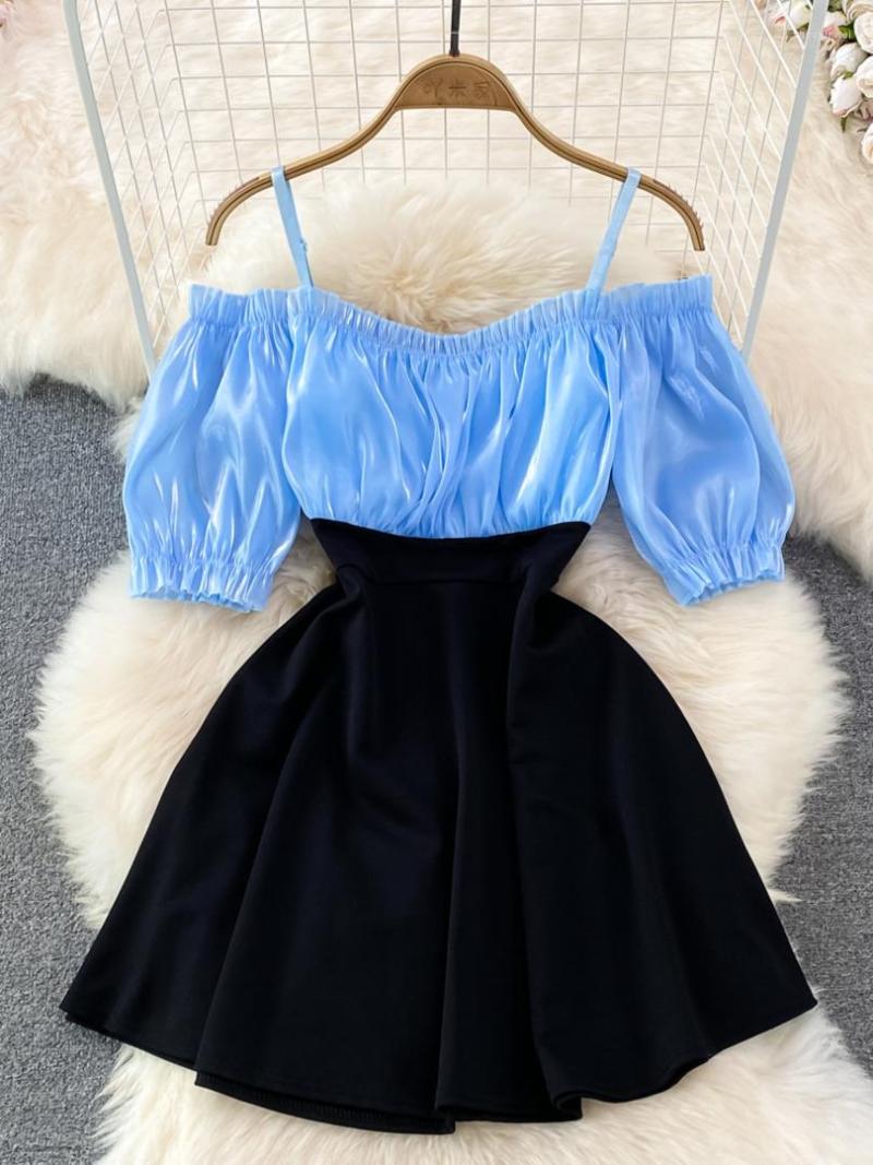 Party Dresses Foamlina 2022 Summer Dress Women Elegant Spaghetti Strap Cold Shoulder Short Sleeve Patchwork High Waist A-line Mini, Blue
Party Dresses Foamlina 2022 Summer Dress Women Elegant Spaghetti Strap Cold Shoulder Short Sleeve Patchwork High Waist A-line Mini, Blue