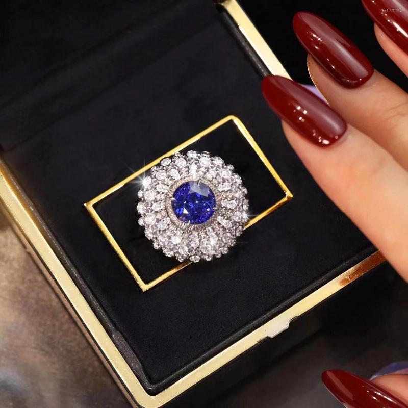 Wedding Rings 2022 Round Floral Blue White Zircon Ball Ring Women's Jewelry Senior Accessories Valentine's Day Gift Adjustable
Wedding Rings 2022 Round Floral Blue White Zircon Ball Ring Women's Jewelry Senior Accessories Valentine's Day Gift Adjustable