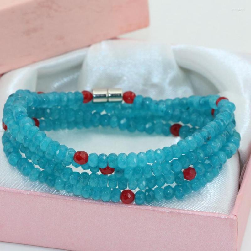 Strand Classical Faceted Abacus 2 4mm Natural Stone Blue Chalcedony Jades 4 Rows Bracelets Long Multilayer Magnetic Clasp Jewelry B2772
Strand Classical Faceted Abacus 2 4mm Natural Stone Blue Chalcedony Jades 4 Rows Bracelets Long Multilayer Magnetic Clasp Jewelry B2772