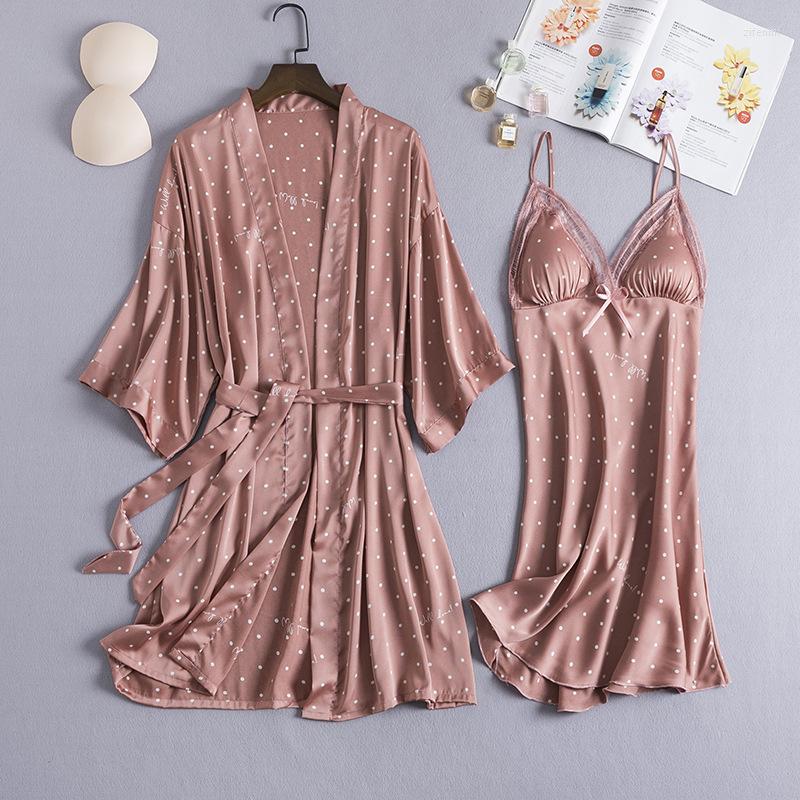 Women's Sleepwear Sexy Print Dots Women Rayon Robe Sets 2PCS Strap Top Nightgown Nightdress Kimono Bath V-Neck Lace Floral Home Dress, White
Women's Sleepwear Sexy Print Dots Women Rayon Robe Sets 2PCS Strap Top Nightgown Nightdress Kimono Bath V-Neck Lace Floral Home Dress, White