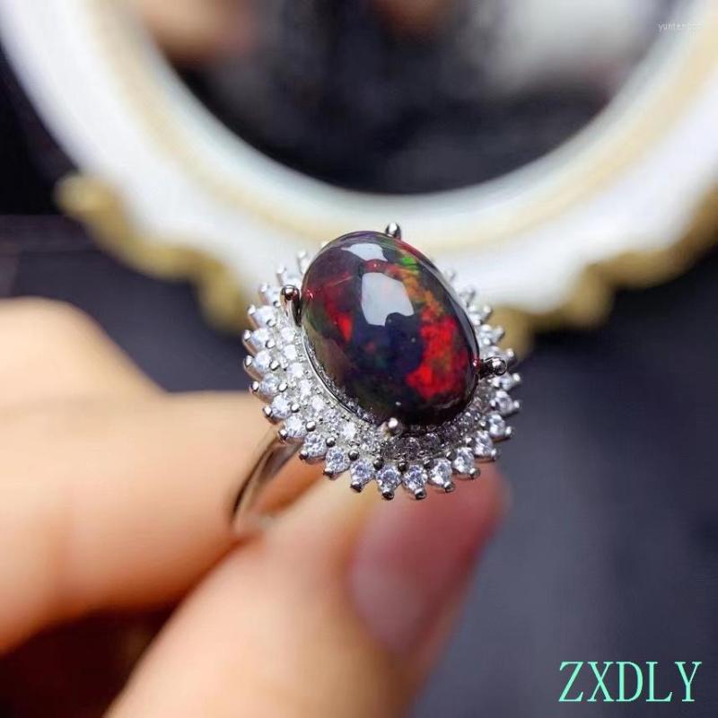 Cluster Rings Luxury Natural Black Opal Ring Real 925 Silver Fine Jewelry Big Size Gemstone Good Colorful Fire Secret Birthstone
Cluster Rings Luxury Natural Black Opal Ring Real 925 Silver Fine Jewelry Big Size Gemstone Good Colorful Fire Secret Birthstone