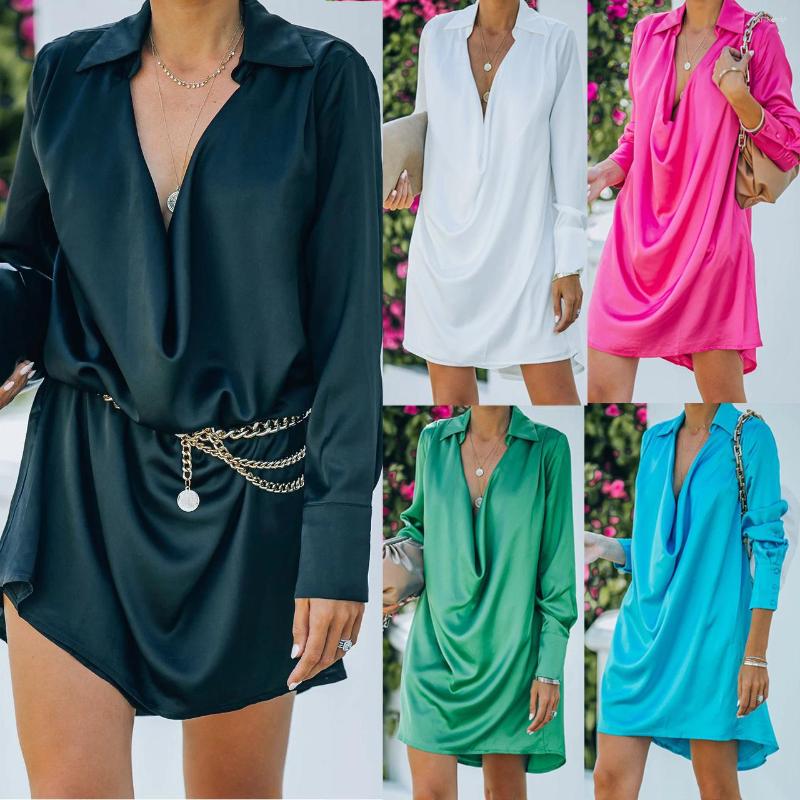 Casual Dresses Women' Turn-down Collar Long Sleeves Autumn Dress Solid Button Spring 2022 Ladies Loose Party
Casual Dresses Women' Turn-down Collar Long Sleeves Autumn Dress Solid Button Spring 2022 Ladies Loose Party