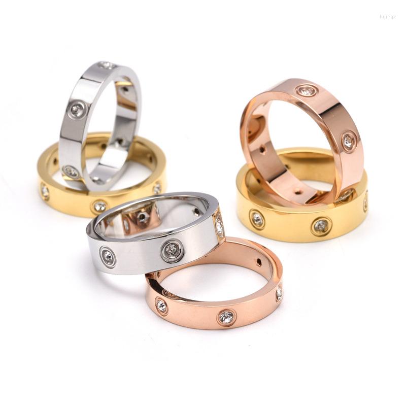Wedding Rings Trendy Stainless Steel Rose Gold Color Love Ring For Women Men Couple Zircon Crystal Engagement Jewelry
Wedding Rings Trendy Stainless Steel Rose Gold Color Love Ring For Women Men Couple Zircon Crystal Engagement Jewelry